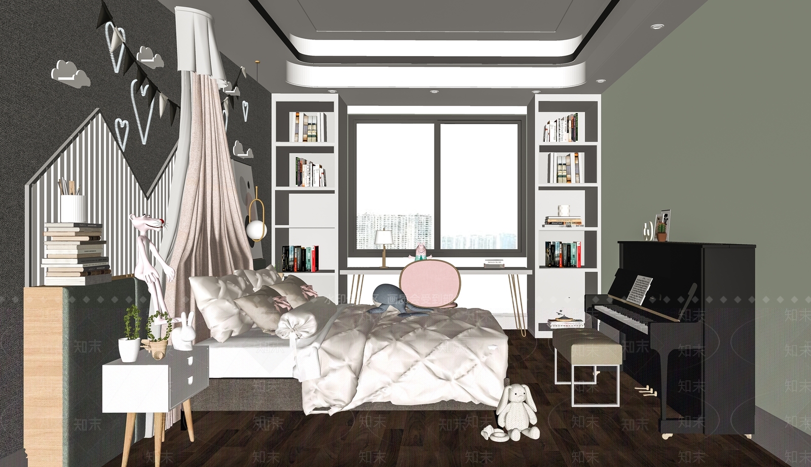 现代通用儿童房SU模型下载【ID:1123822054】