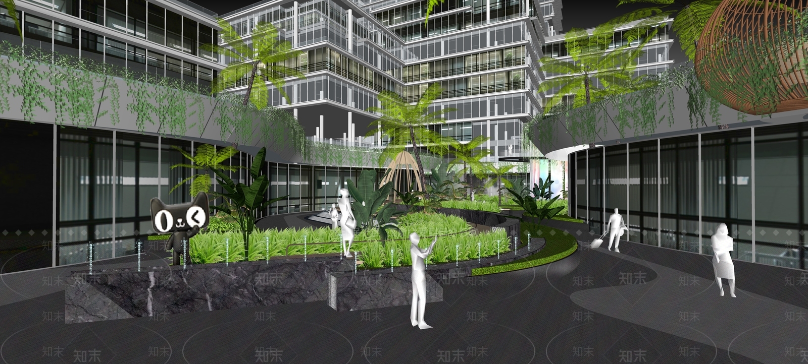 现代风格办公景观SU模型下载【ID:1123827049】