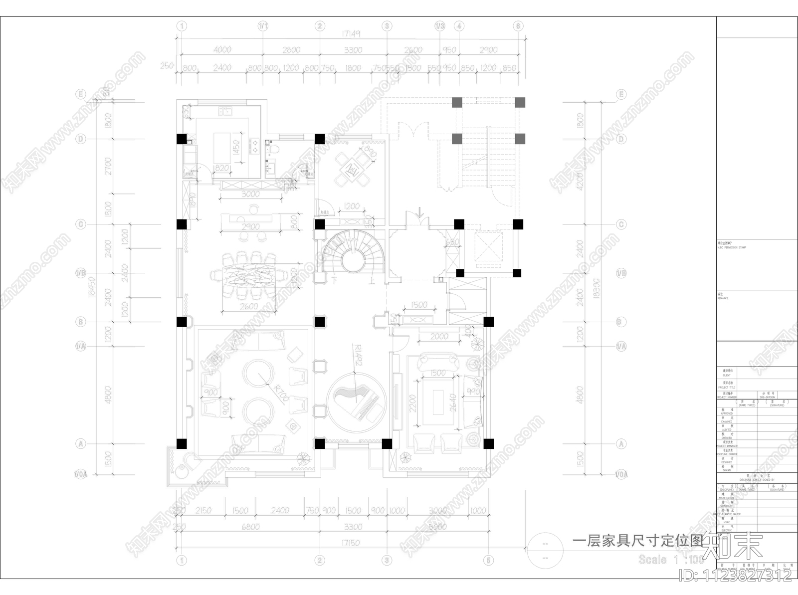 欧式古典豪宅设计装修cad施工图下载【ID:1123827312】