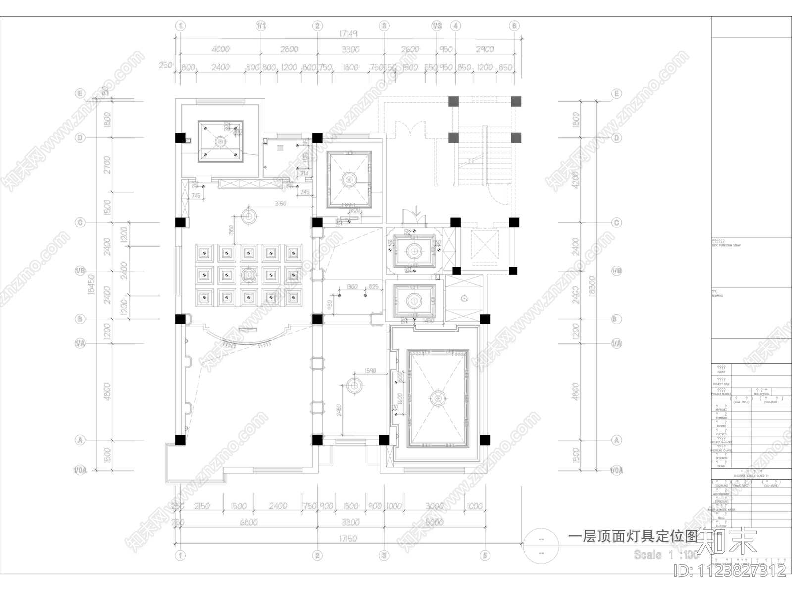 欧式古典豪宅设计装修cad施工图下载【ID:1123827312】