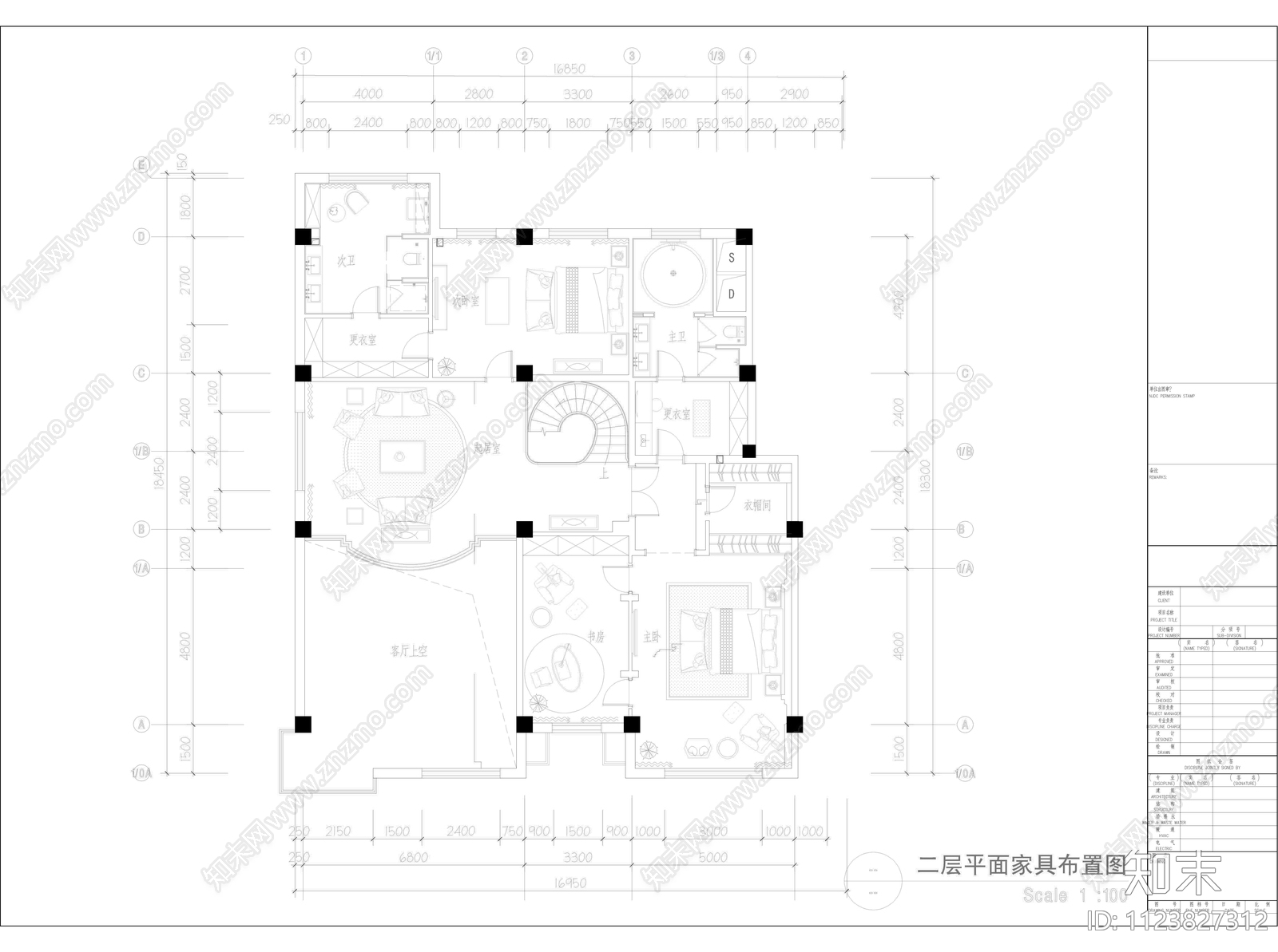 欧式古典豪宅设计装修cad施工图下载【ID:1123827312】