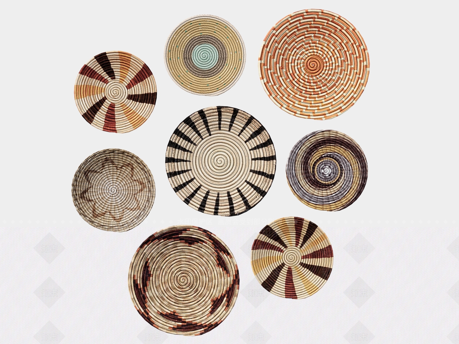 东南亚墙面编织装饰挂件3D模型下载【ID:1123831503】