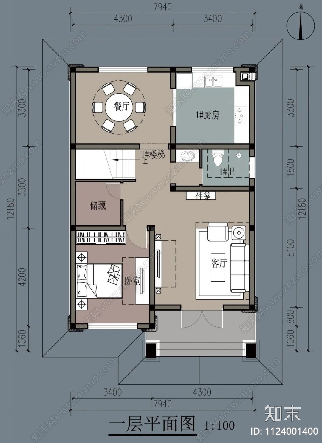 自建房别墅建筑设计cad施工图下载【ID:1124001400】