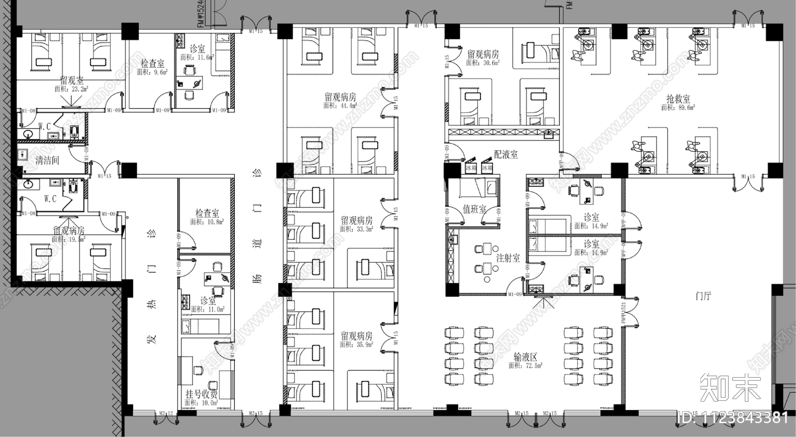 北部宽仁医院cad施工图下载【ID:1123843381】