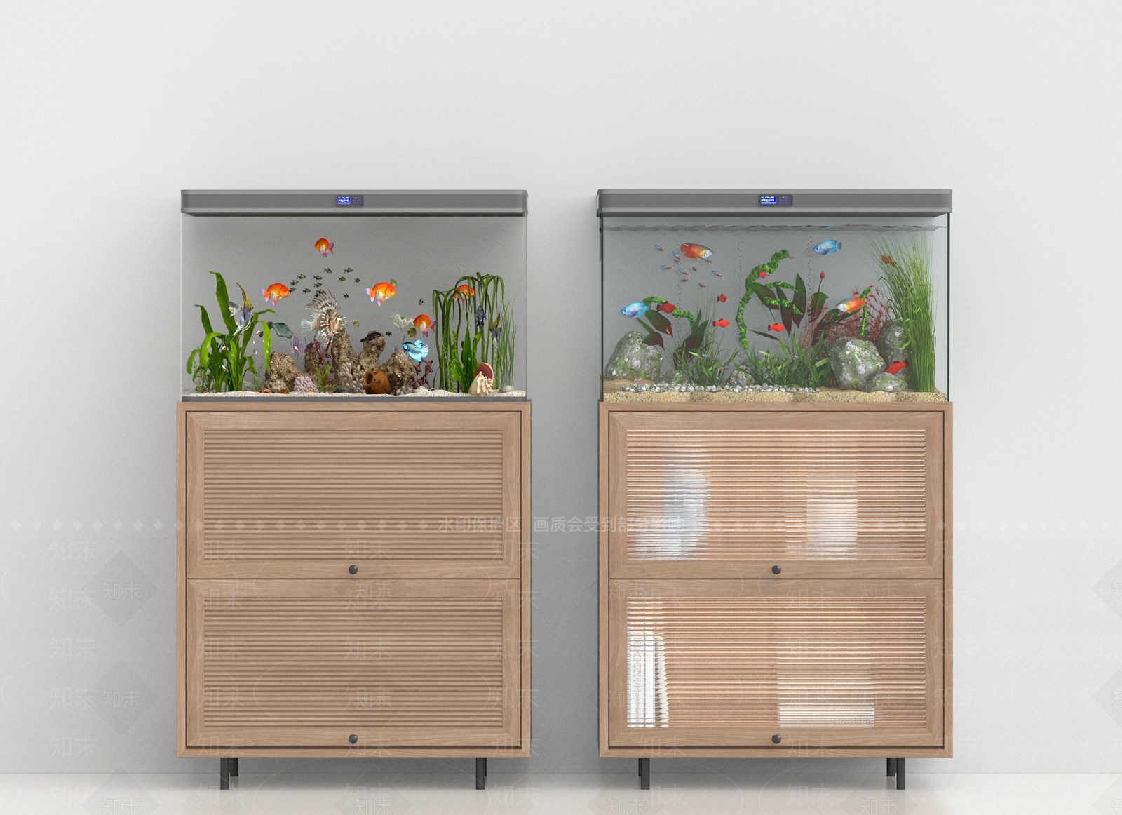 现代鱼缸组合3D模型下载【ID:1123850142】