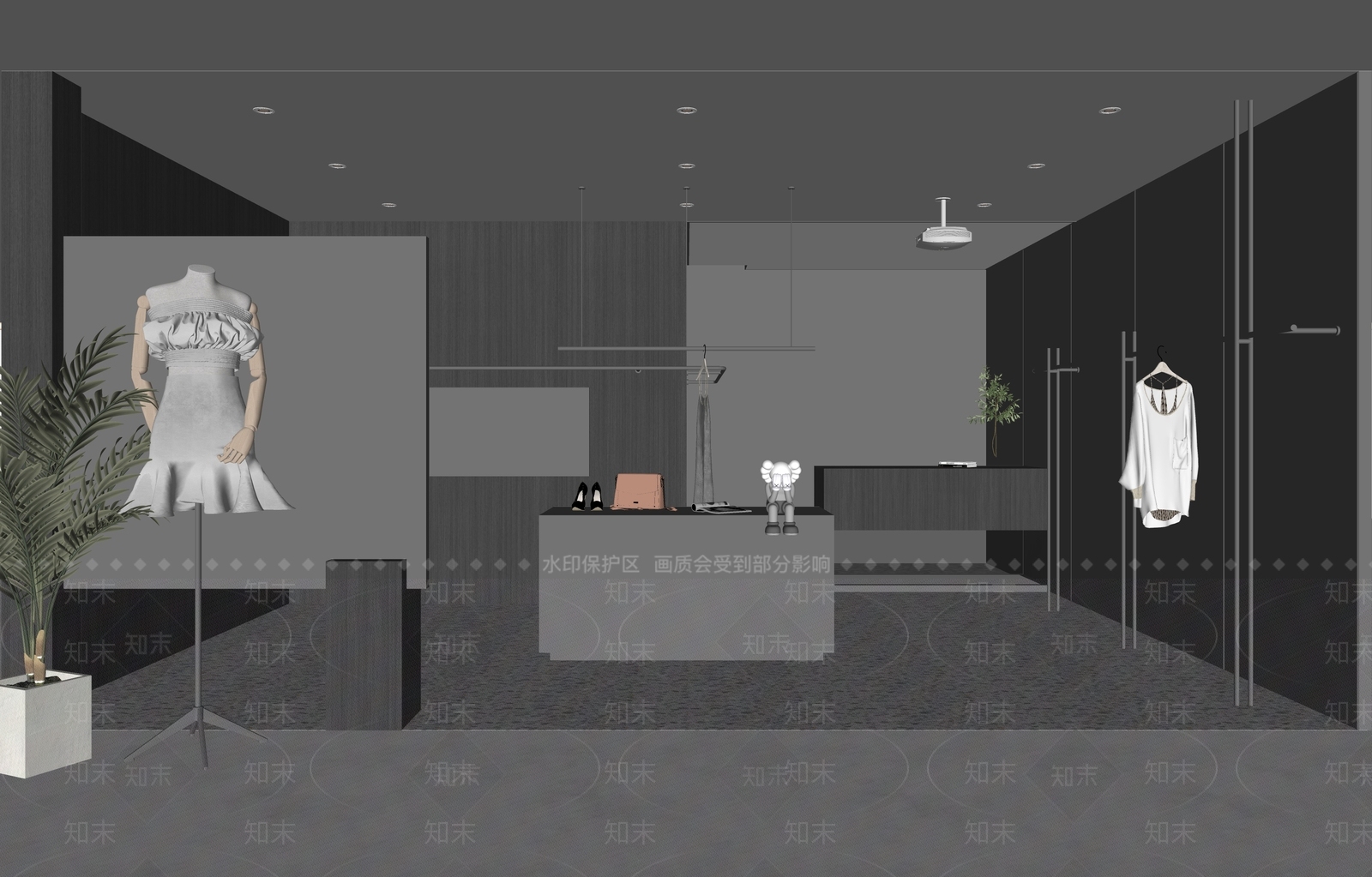 现代服装店女装店SU模型下载【ID:1123854428】