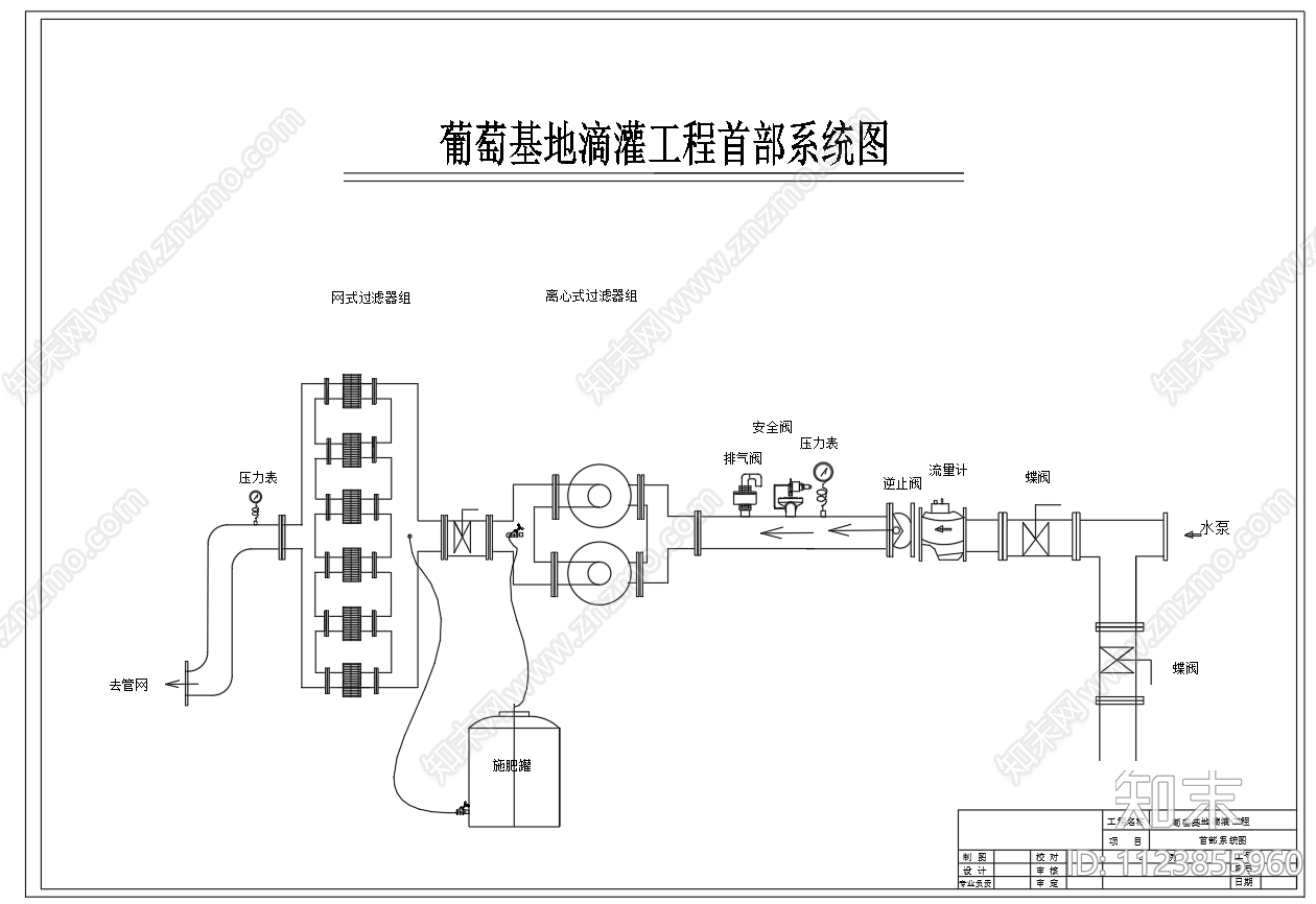 葡萄基地滴灌工程系统布置节点图纸cad施工图下载【ID:1123855960】