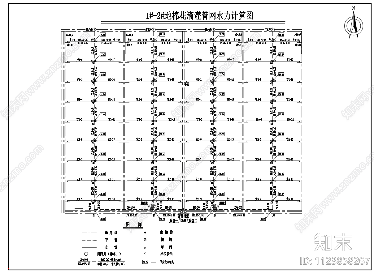 棉花滴灌工程系统平面布置图节点图cad施工图下载【ID:1123858267】