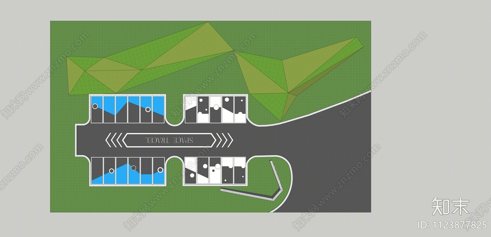 现代户外停车场SU模型下载【ID:1123877825】