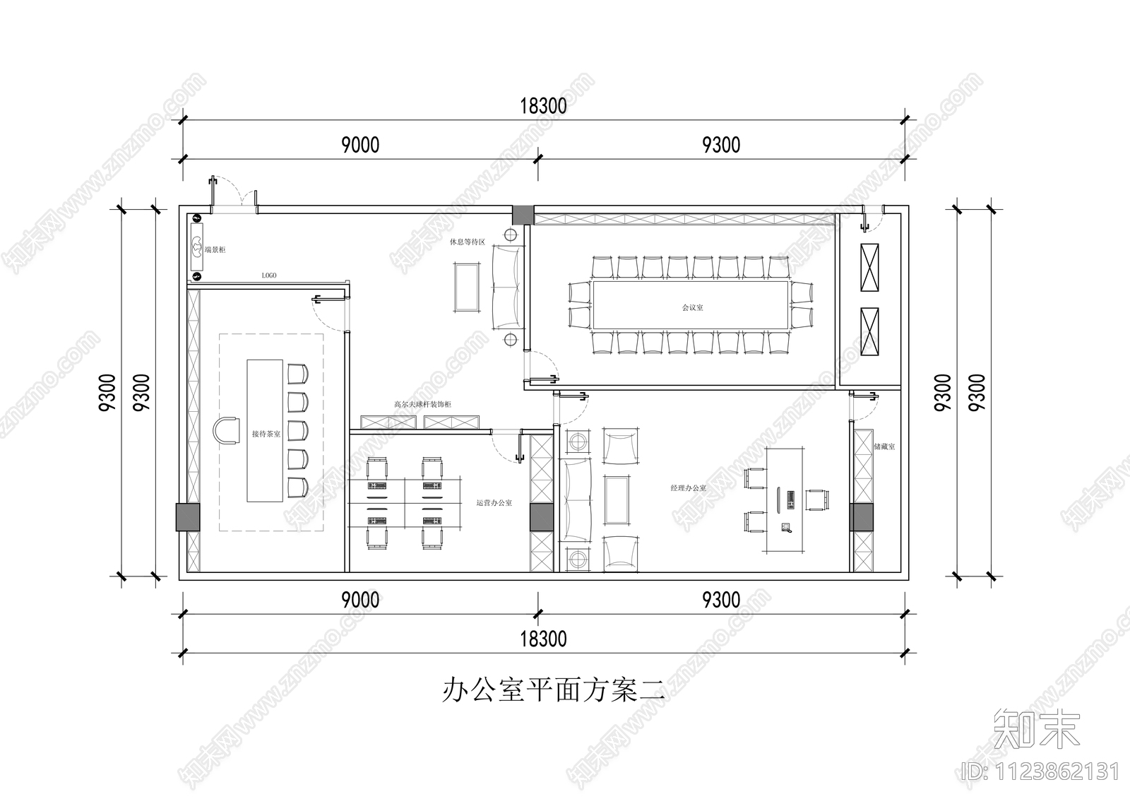 小型办公室平面cad施工图下载【ID:1123862131】