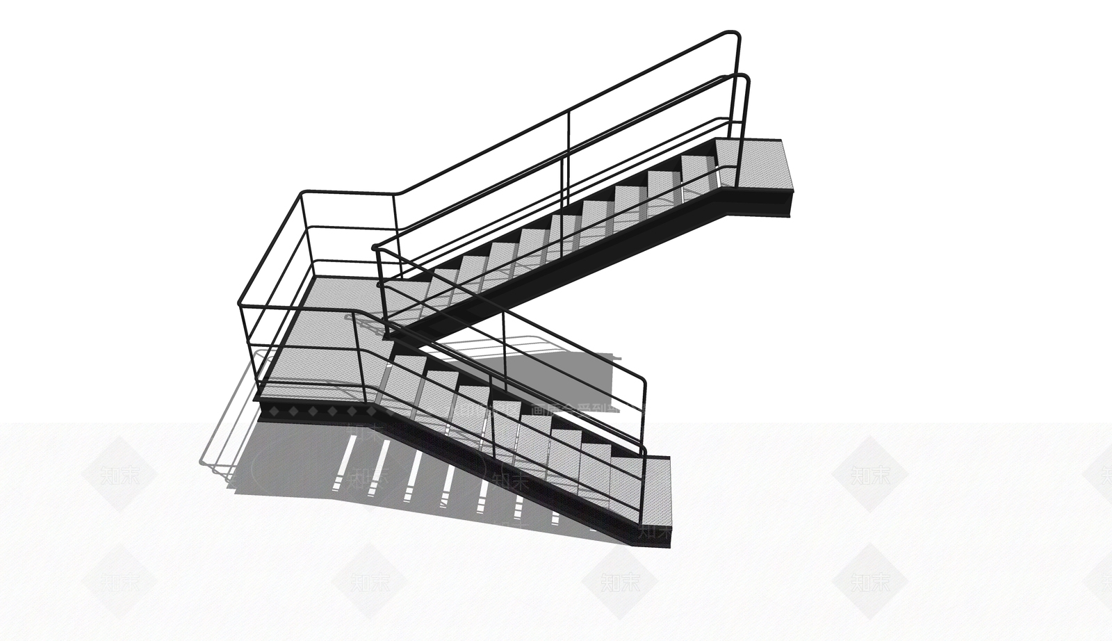 现代扶手楼梯SU模型下载【ID:1123862979】