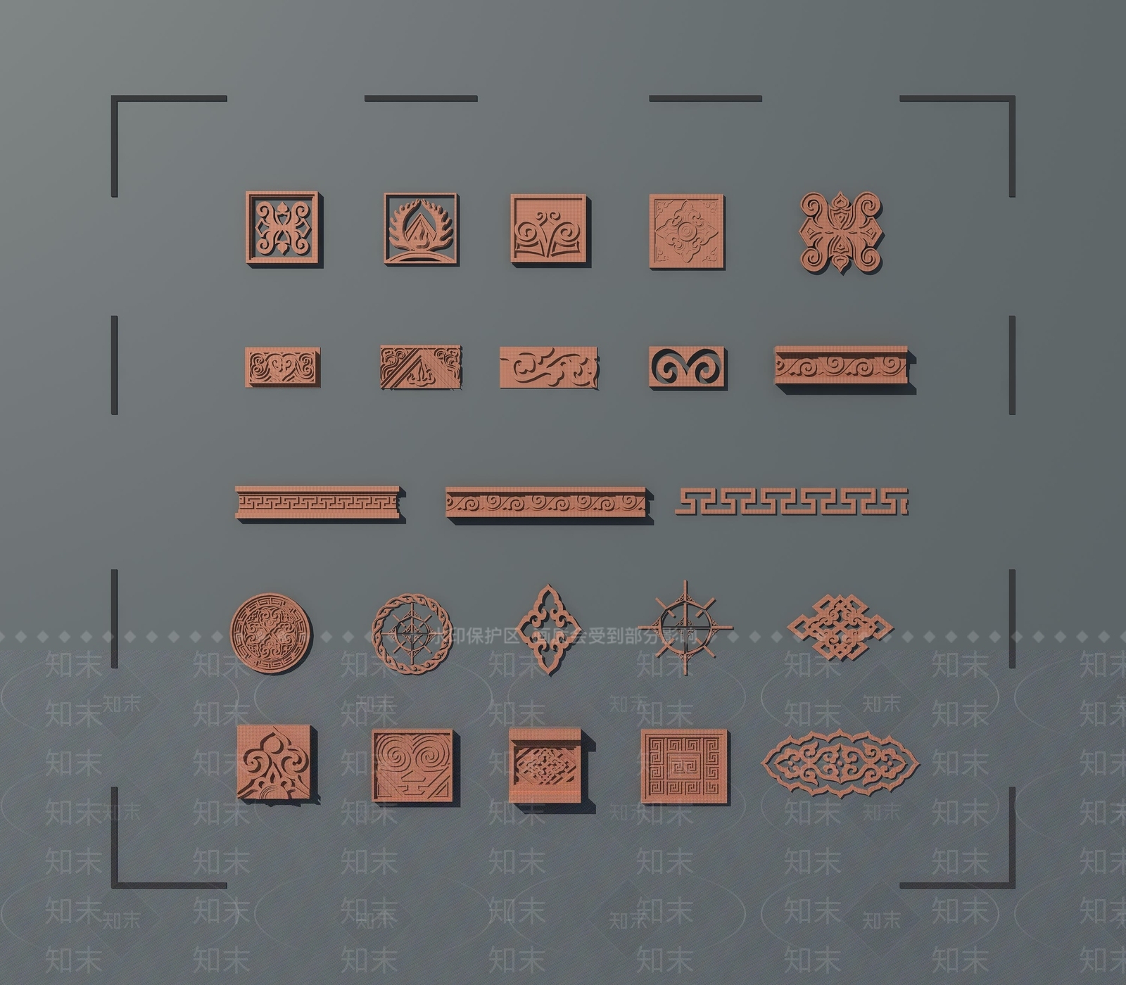 中式镂空花格3D模型下载【ID:1123868123】