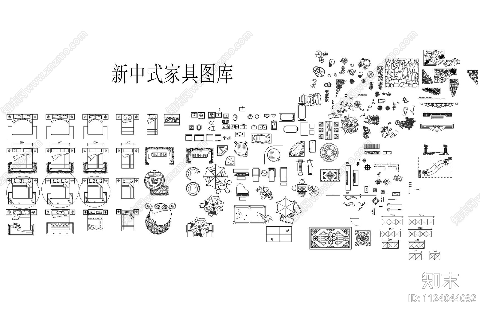 新中式沙发组合餐桌椅施工图下载【ID:1124044032】