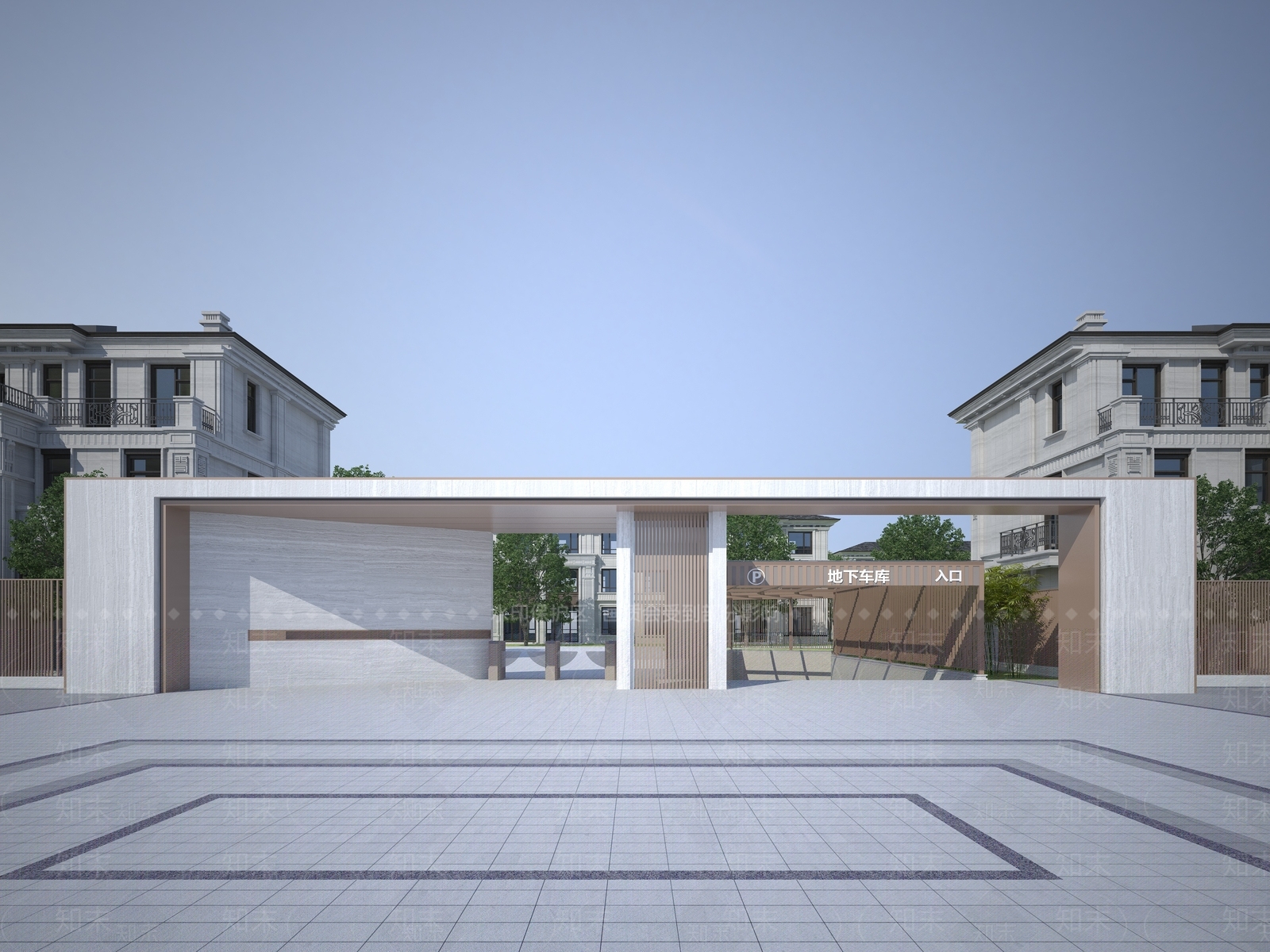 现代小区入口3D模型下载【ID:1123886855】