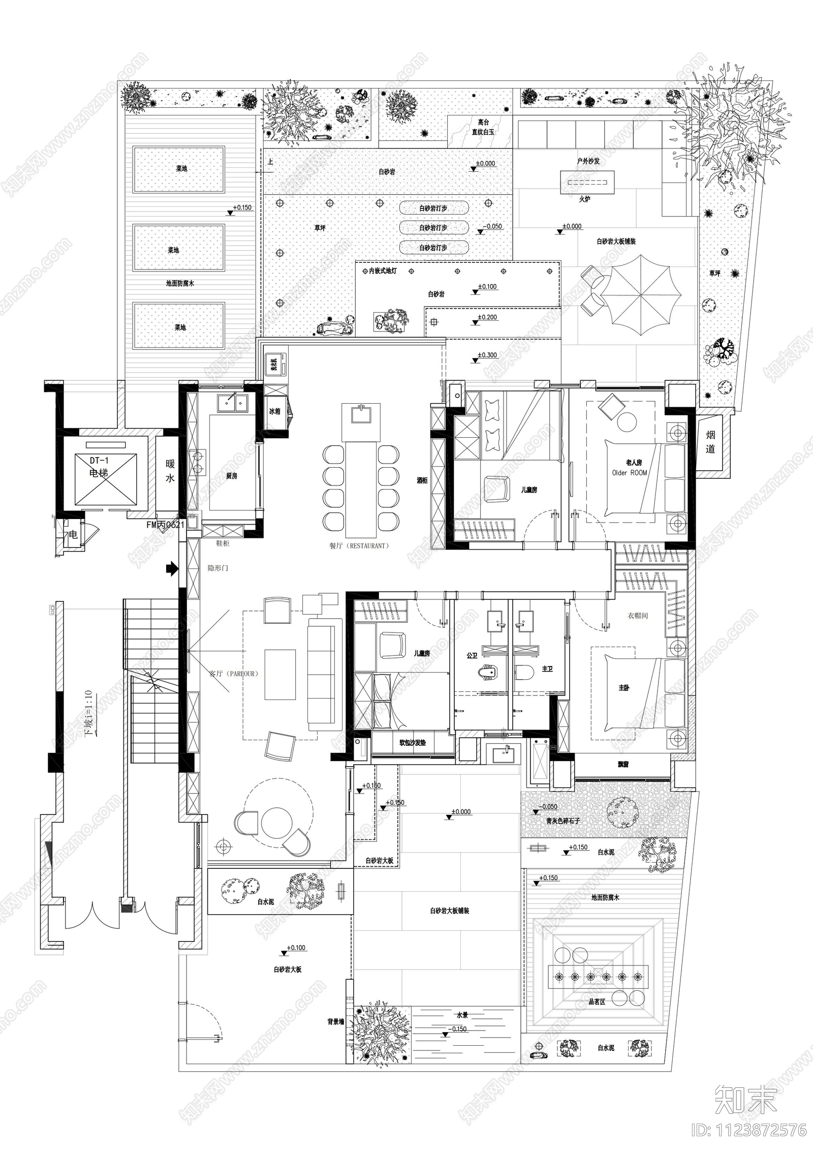 独栋别墅景观庭院施工图下载【ID:1123872576】