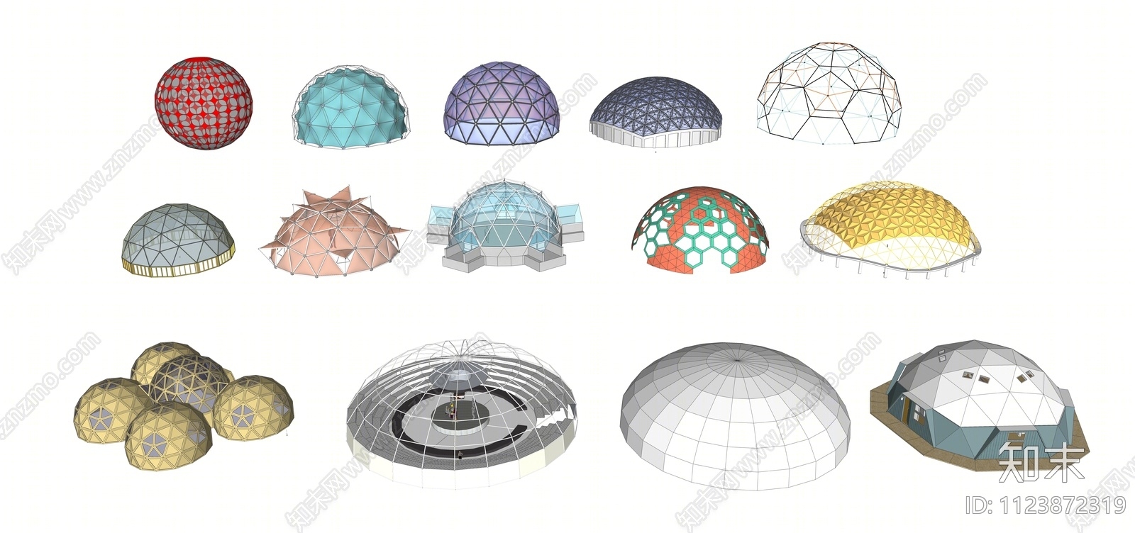 现代半圆式穹顶SU模型下载【ID:1123872319】