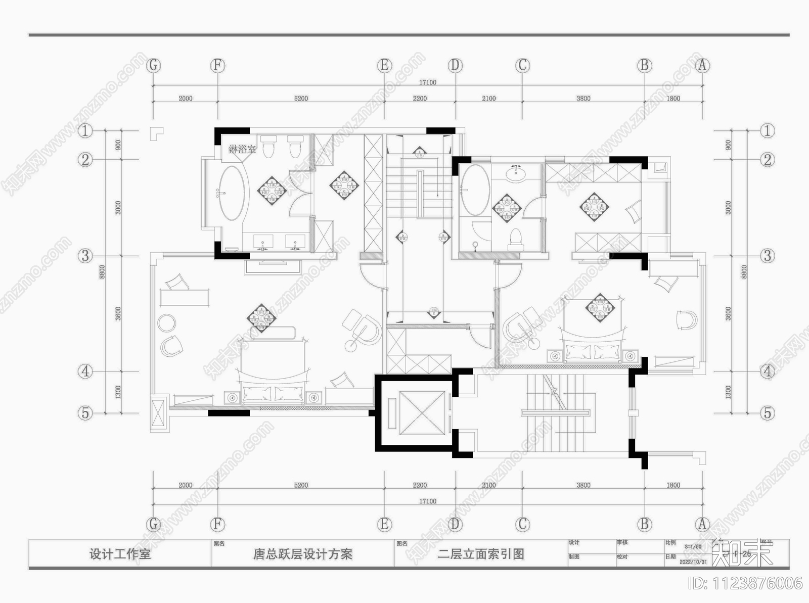 成都唐总跃层室内装修cad施工图下载【ID:1123876006】