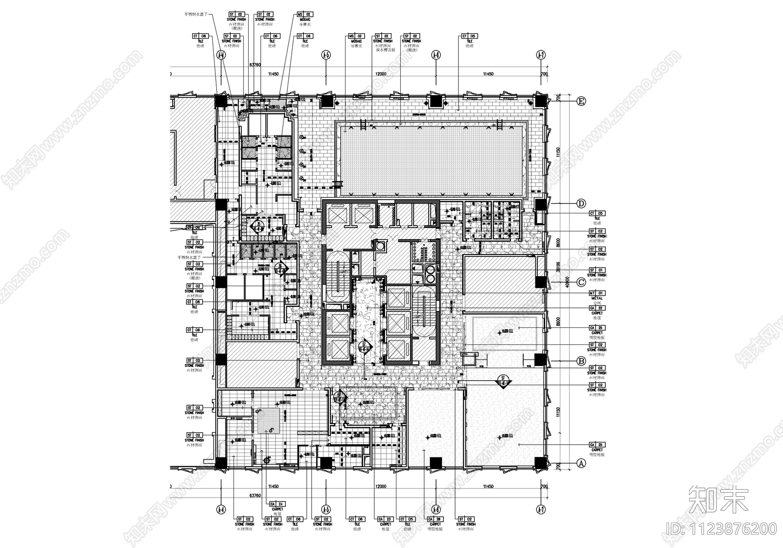 游泳美容SPA健身休闲会所cad施工图下载【ID:1123876200】