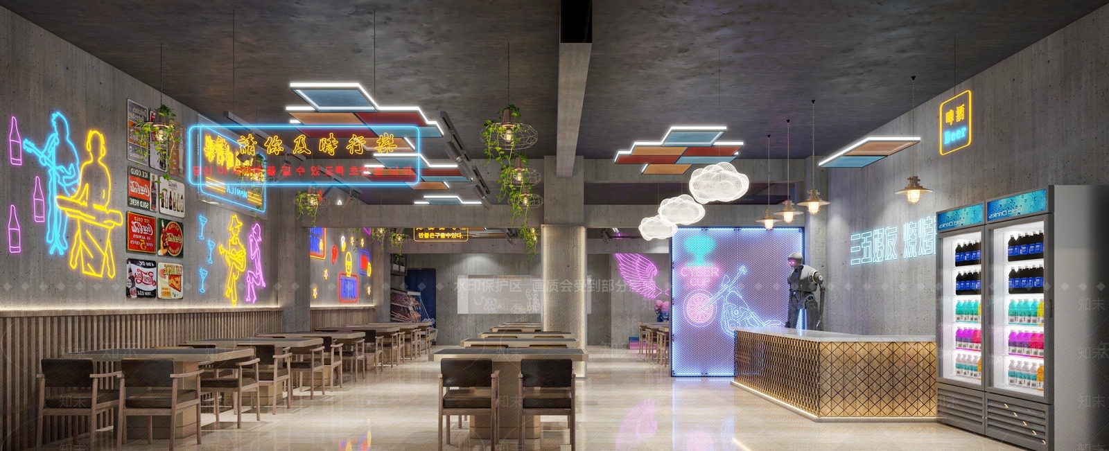 工业风烧烤店3D模型下载【ID:1123877550】
