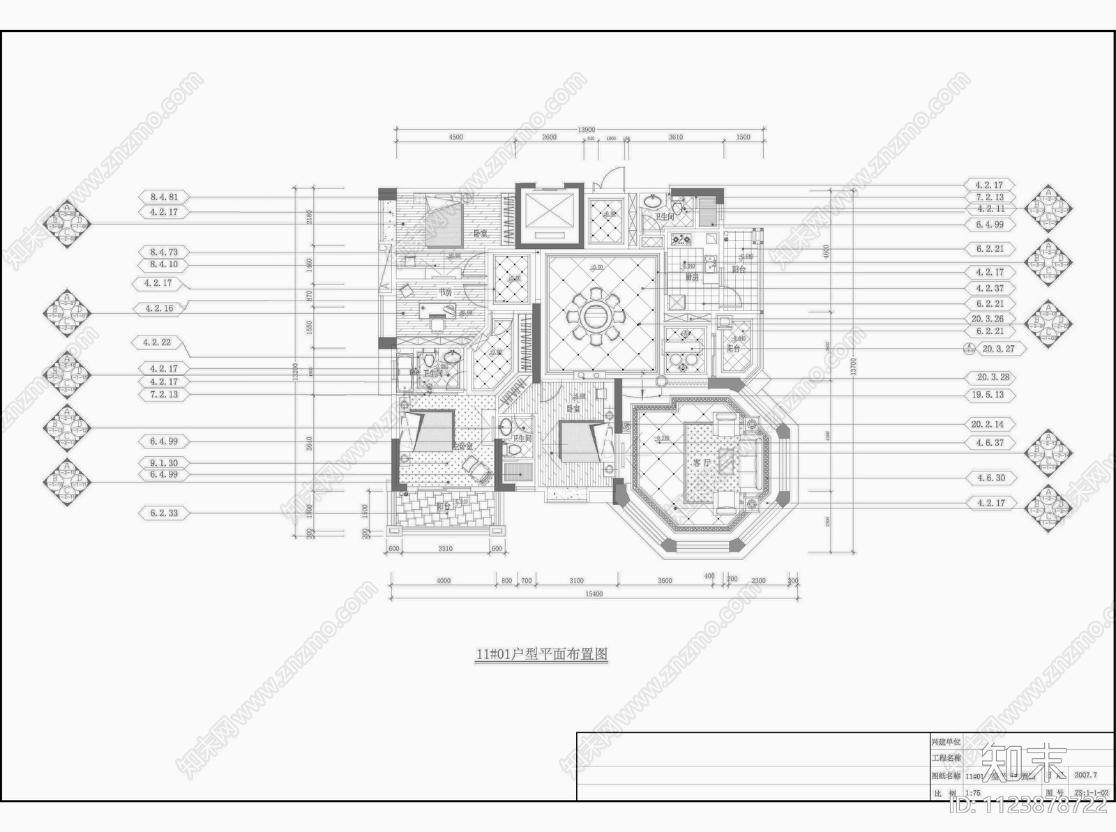 广州欧式景观园11号房设计装修cad施工图下载【ID:1123878722】