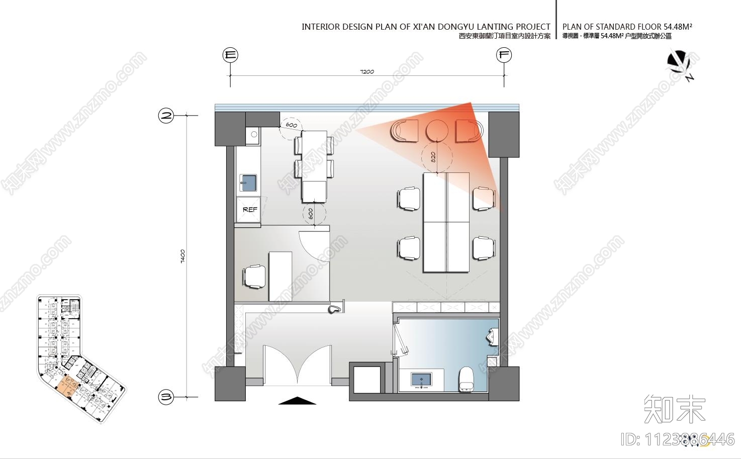 西安东御兰办公室cad施工图下载【ID:1123886446】