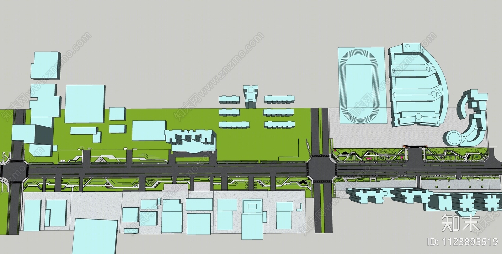 现代线性口袋公园SU模型下载【ID:1123895519】