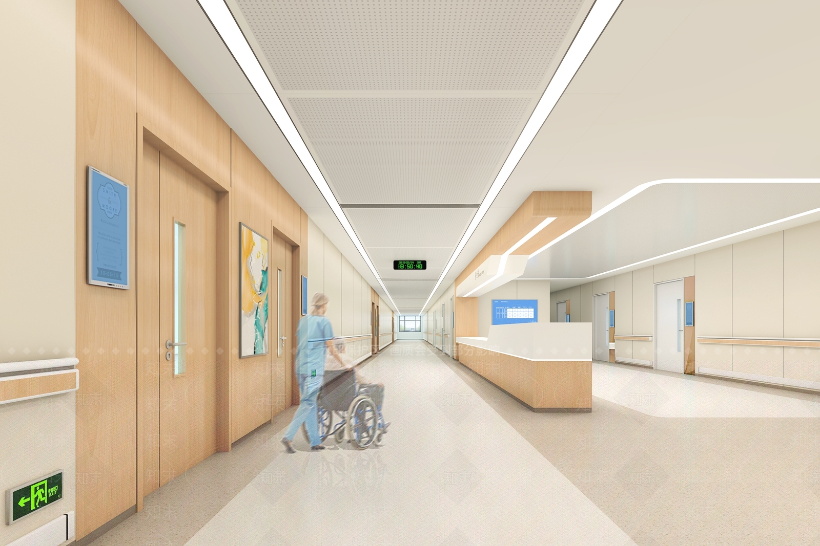 现代医院走廊3D模型下载【ID:1123898412】