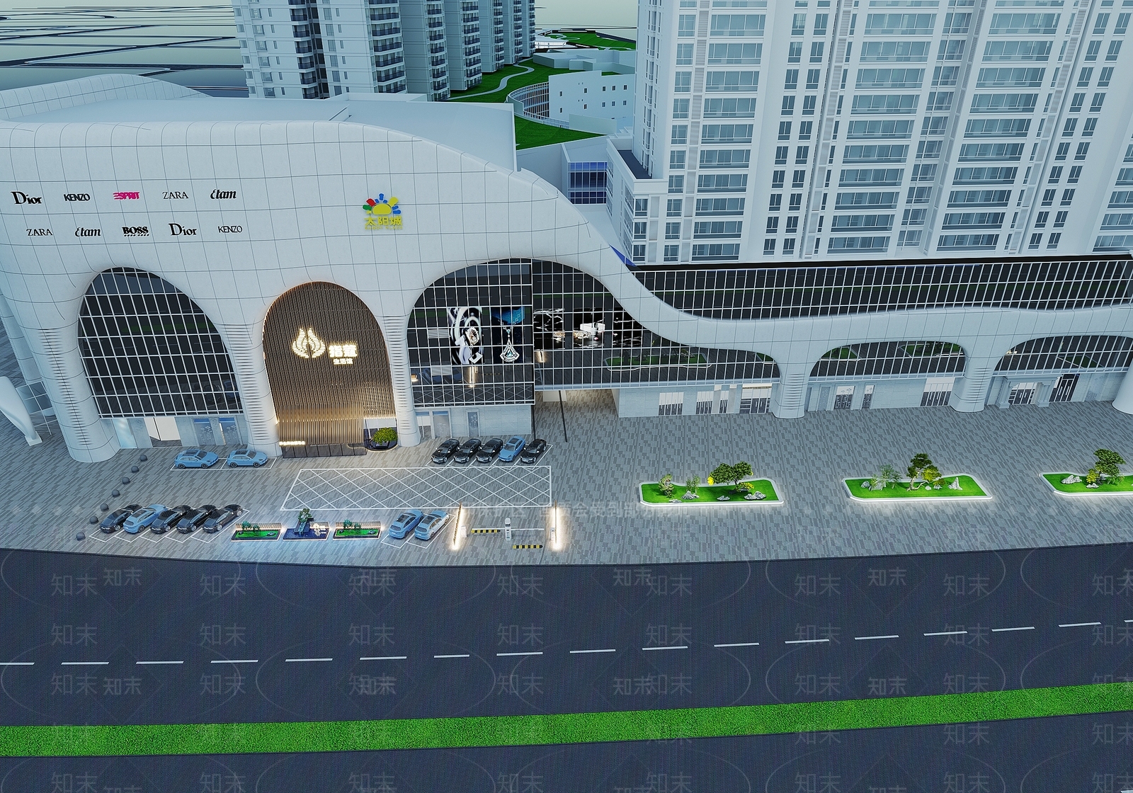 现代商场外观3D模型下载【ID:1123901613】