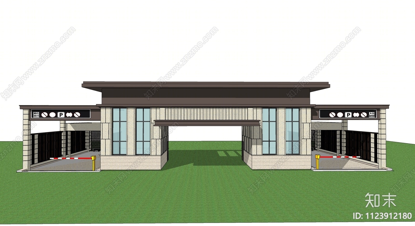 现代风格住宅景观入口大门SU模型下载【ID:1123912180】