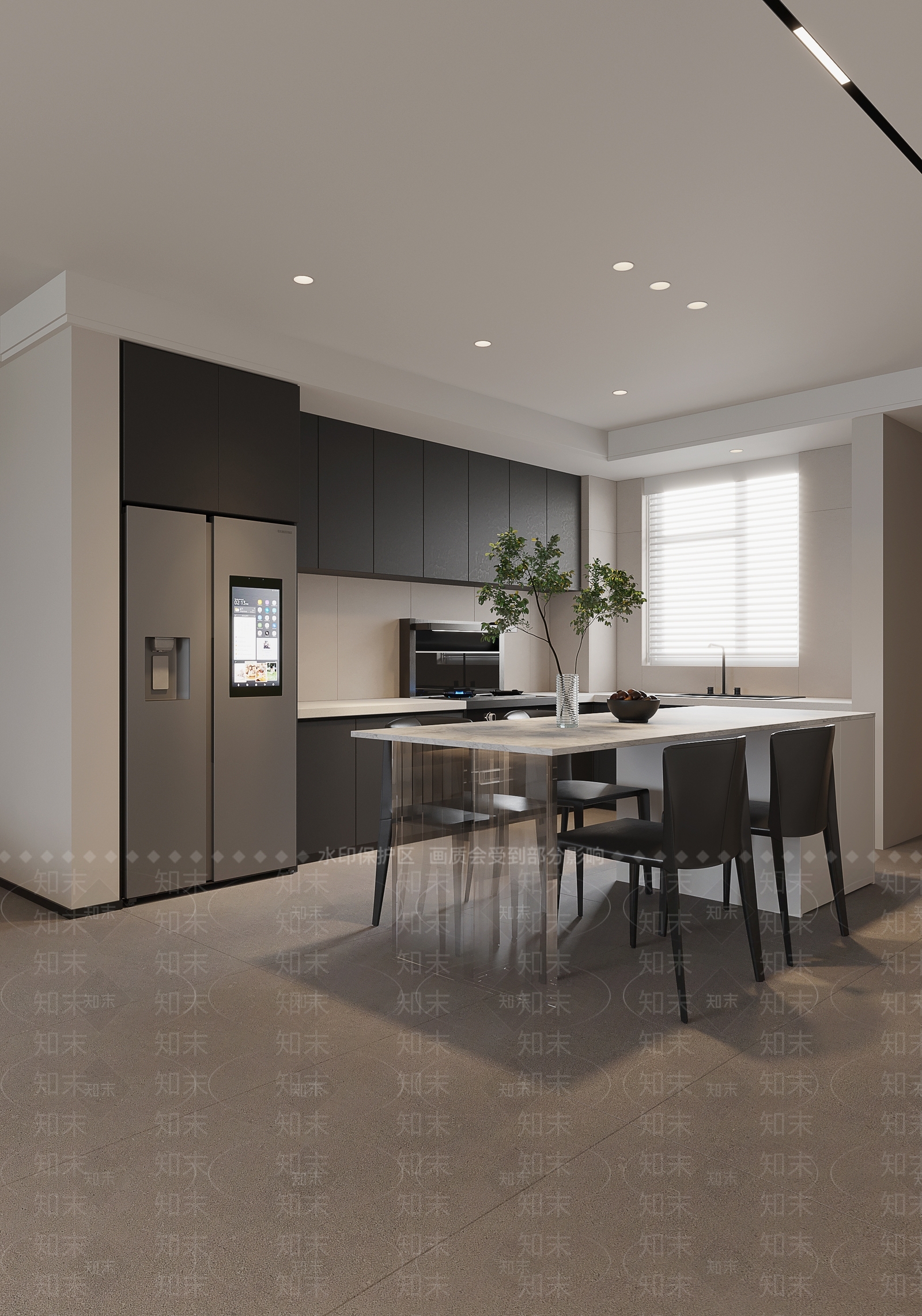 现代极简客餐厅3D模型下载【ID:1123915389】_知末3d模型网