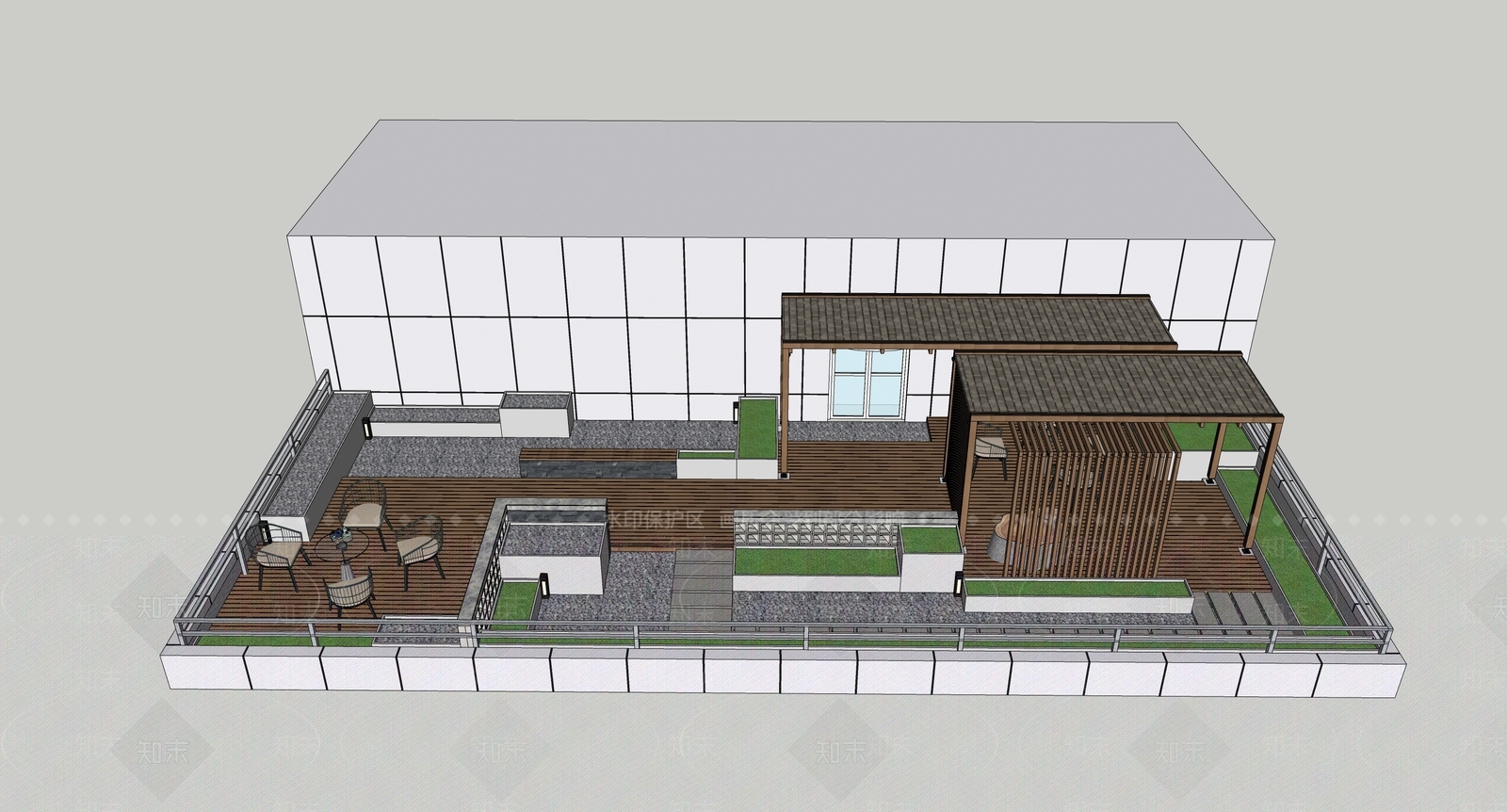 现代屋顶花园SU模型下载【ID:1123925174】