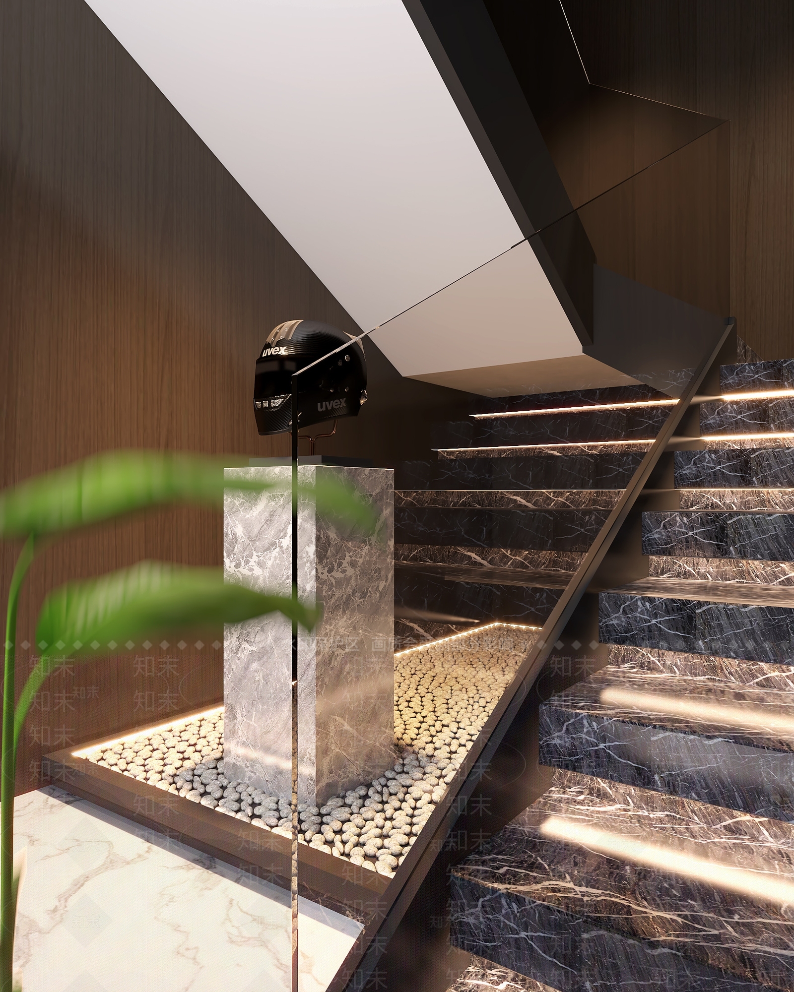 现代楼梯间3D模型下载【ID:1123932072】
