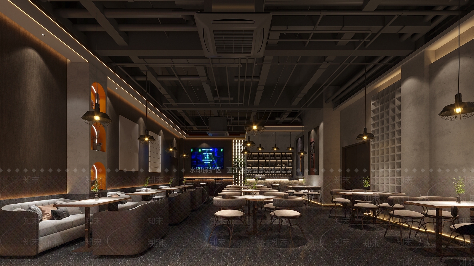 现代音乐餐厅3D模型下载【ID:1123932434】