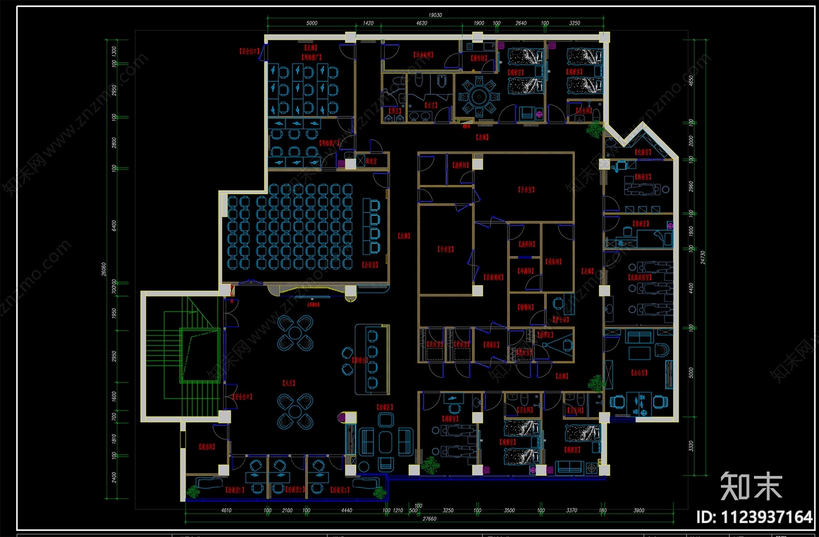 医疗美容院cad施工图下载【ID:1123937164】