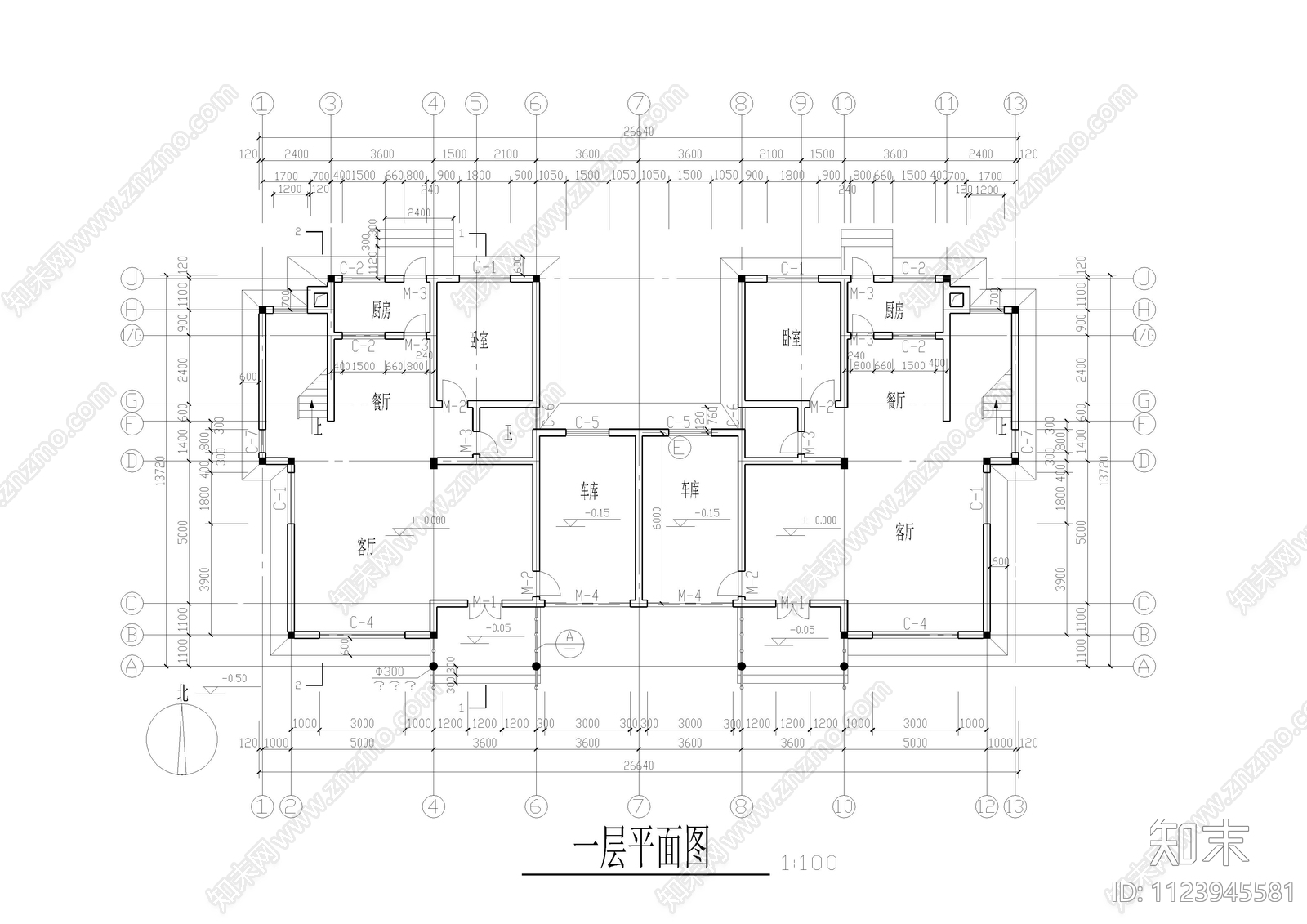 3层农村自建房别墅建筑cad施工图下载【ID:1123945581】