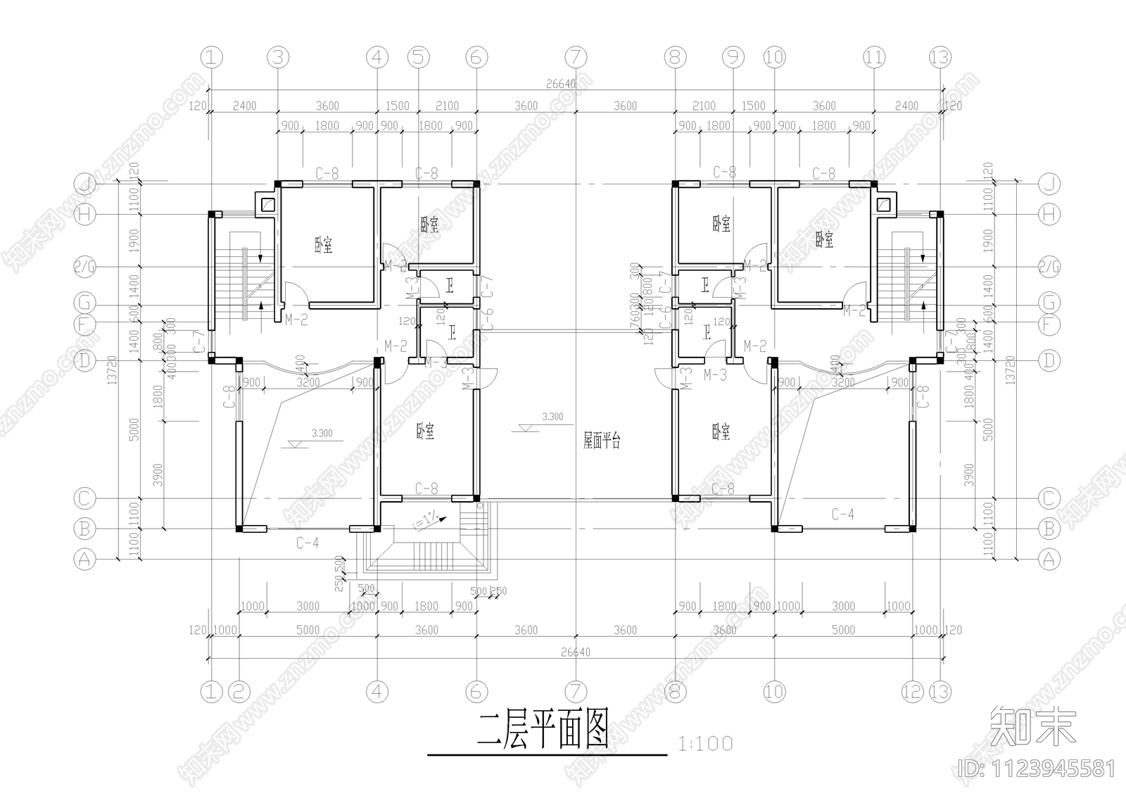 3层农村自建房别墅建筑cad施工图下载【ID:1123945581】