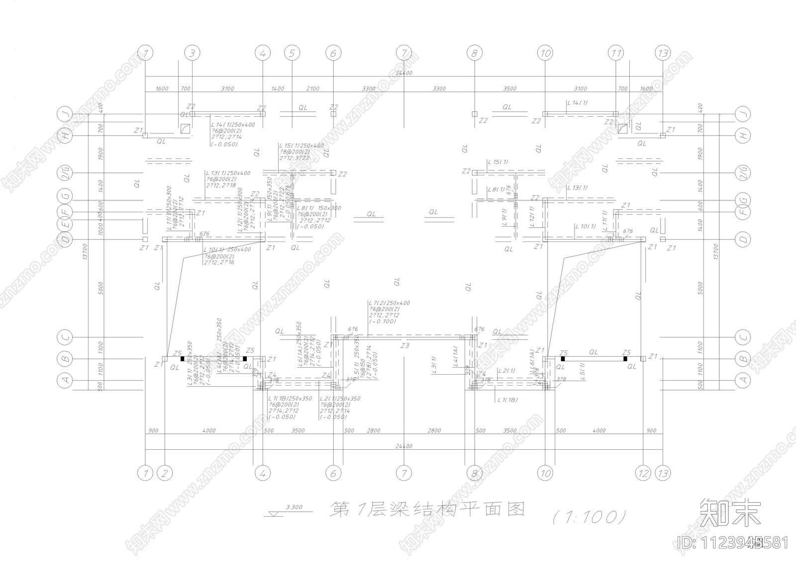 3层农村自建房别墅建筑cad施工图下载【ID:1123945581】