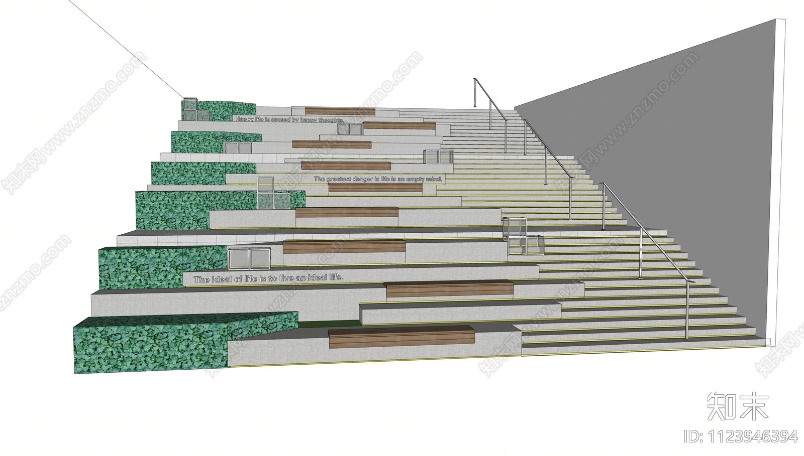 现代台阶景观SU模型下载【ID:1123946394】