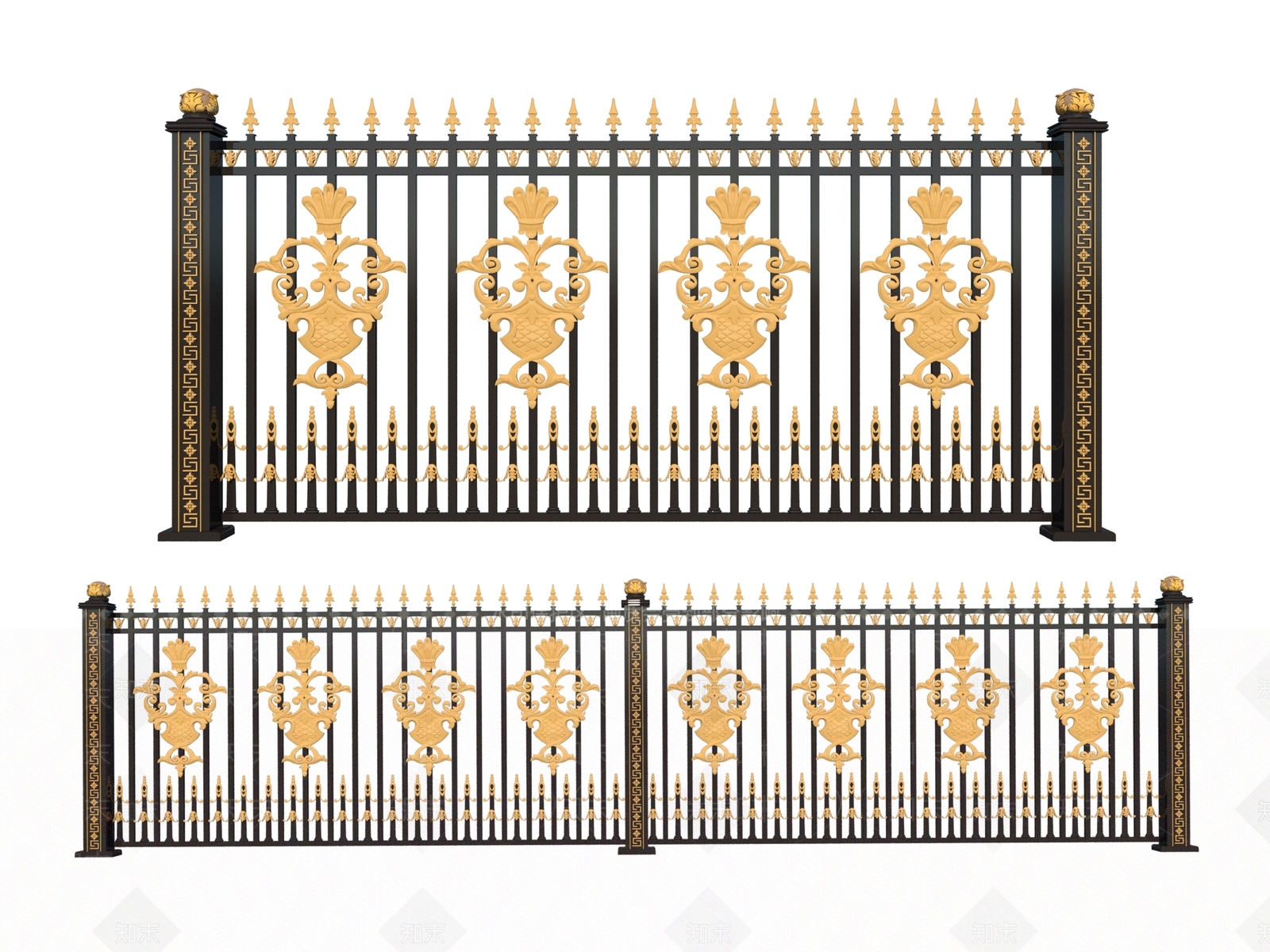 欧式铁艺栏杆SU模型下载【ID:1123950047】