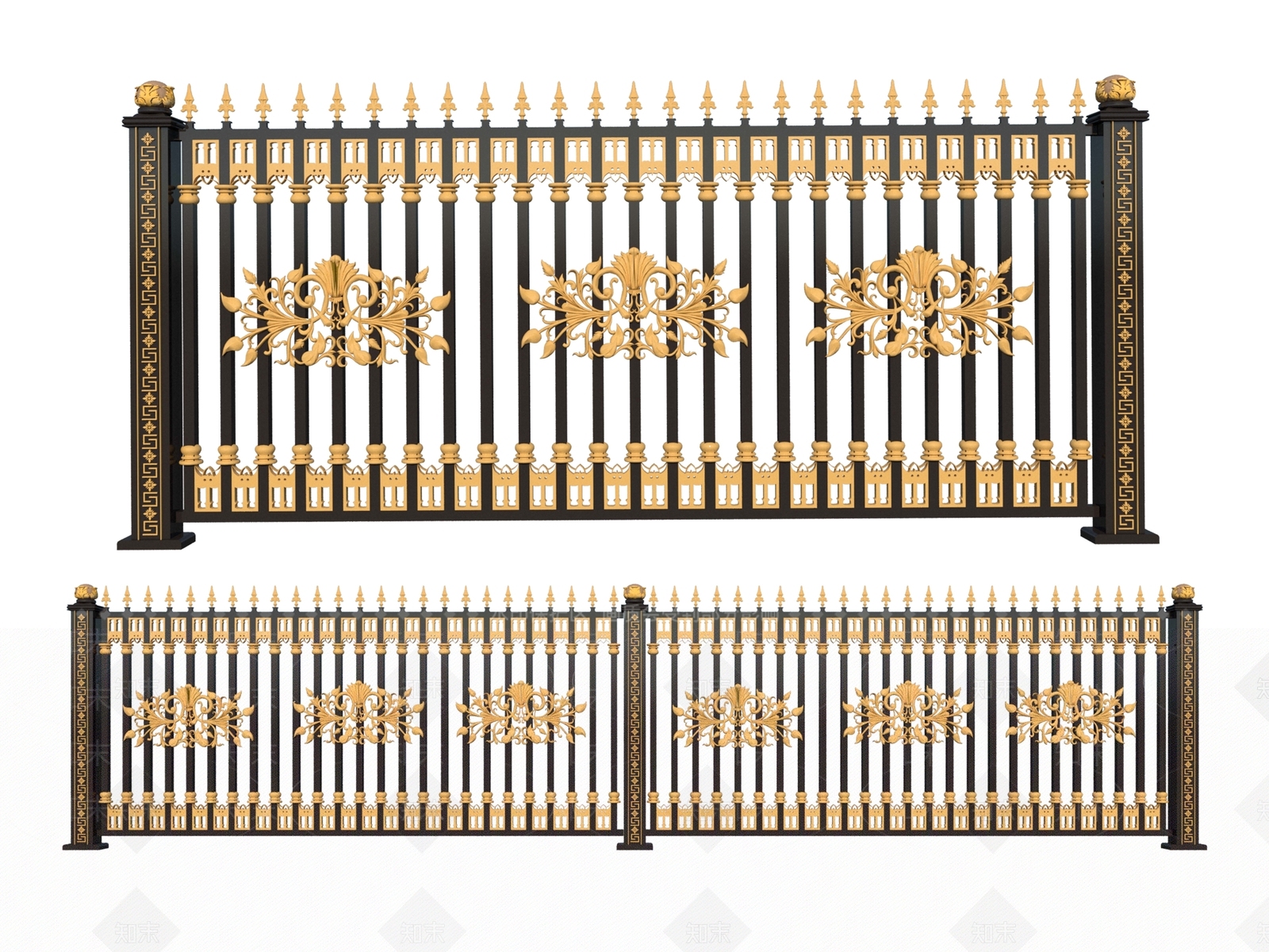 欧式铁艺栏杆SU模型下载【ID:1123950144】