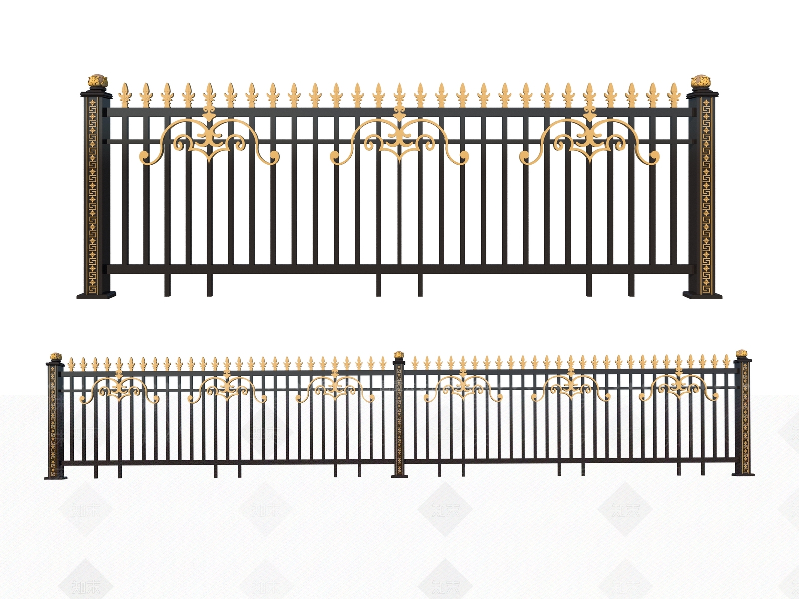 欧式铁艺栏杆SU模型下载【ID:1123950385】