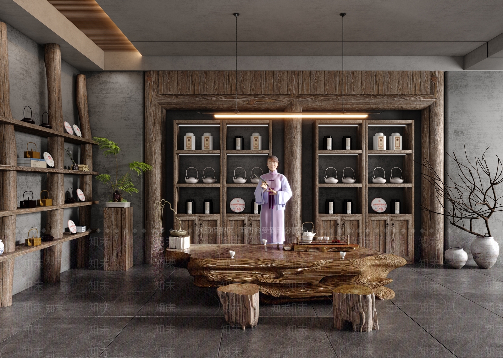 侘寂风茶室3D模型下载【ID:1123959367】_知末3d模型网