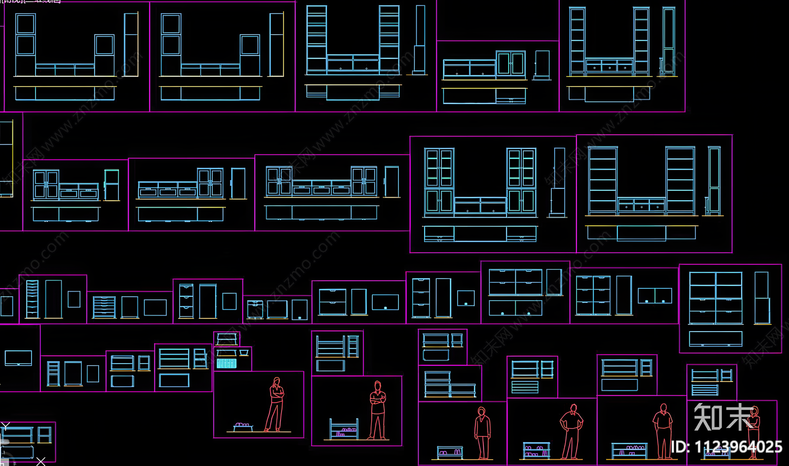 电视柜衣柜鞋柜CAD图库施工图下载【ID:1123964025】