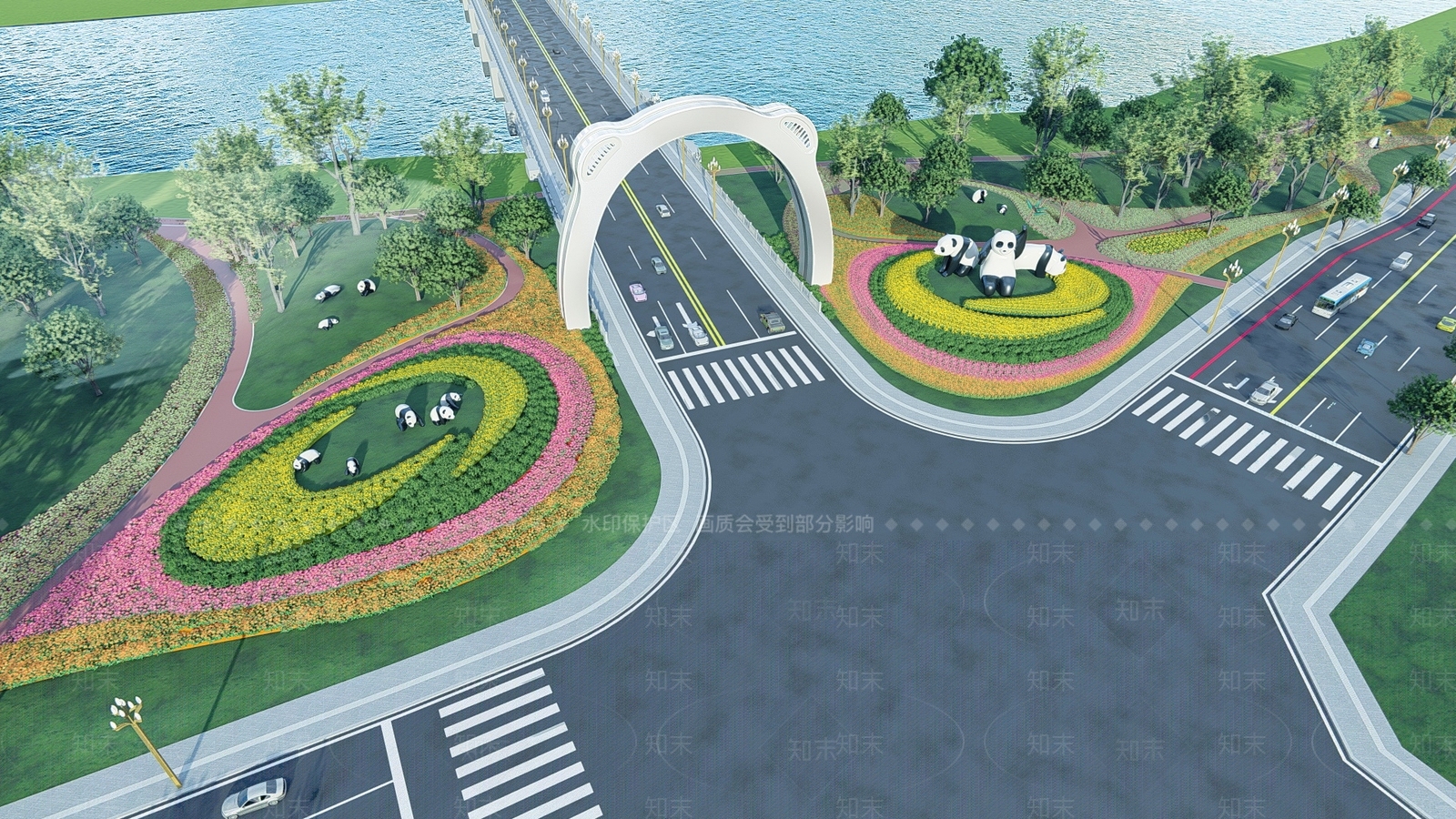现代市政道路景观SU模型下载【ID:1123966603】