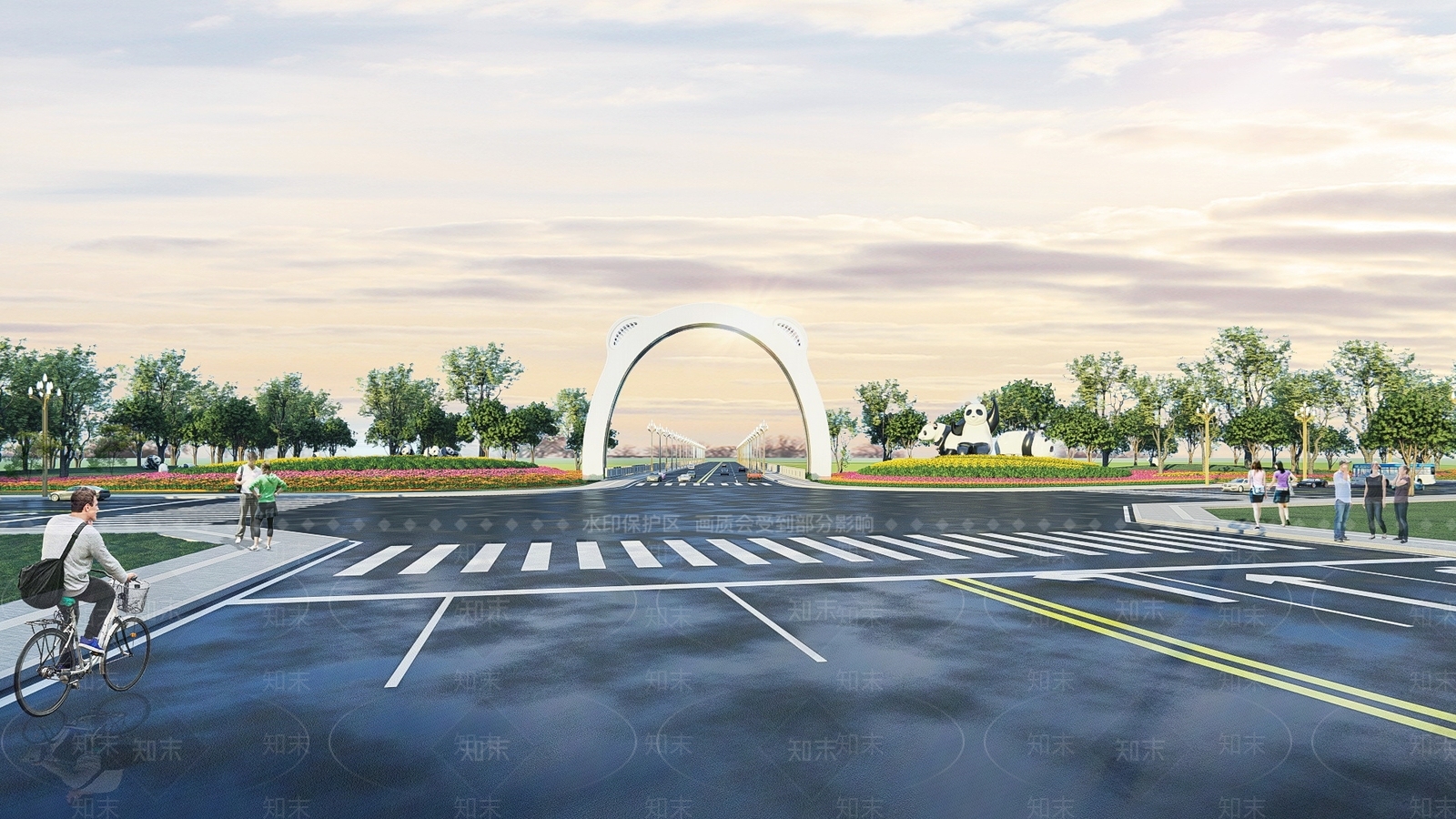 现代市政道路景观SU模型下载【ID:1123966603】