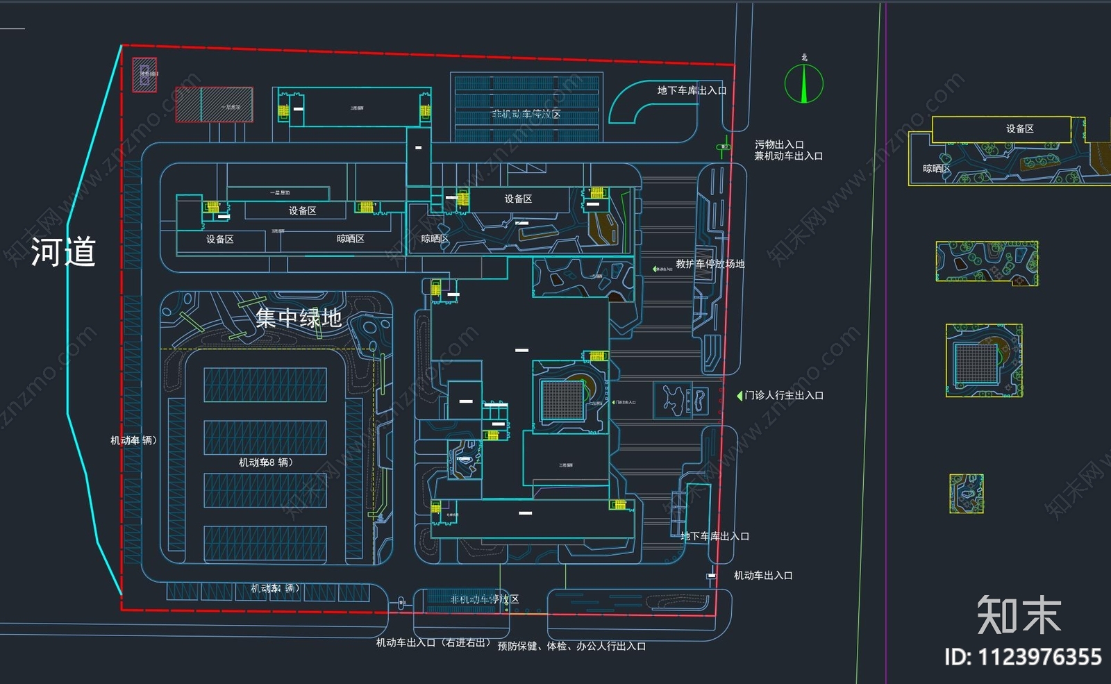 苏州淀山湖医院屋顶露天台花园平面施工图下载【ID:1123976355】