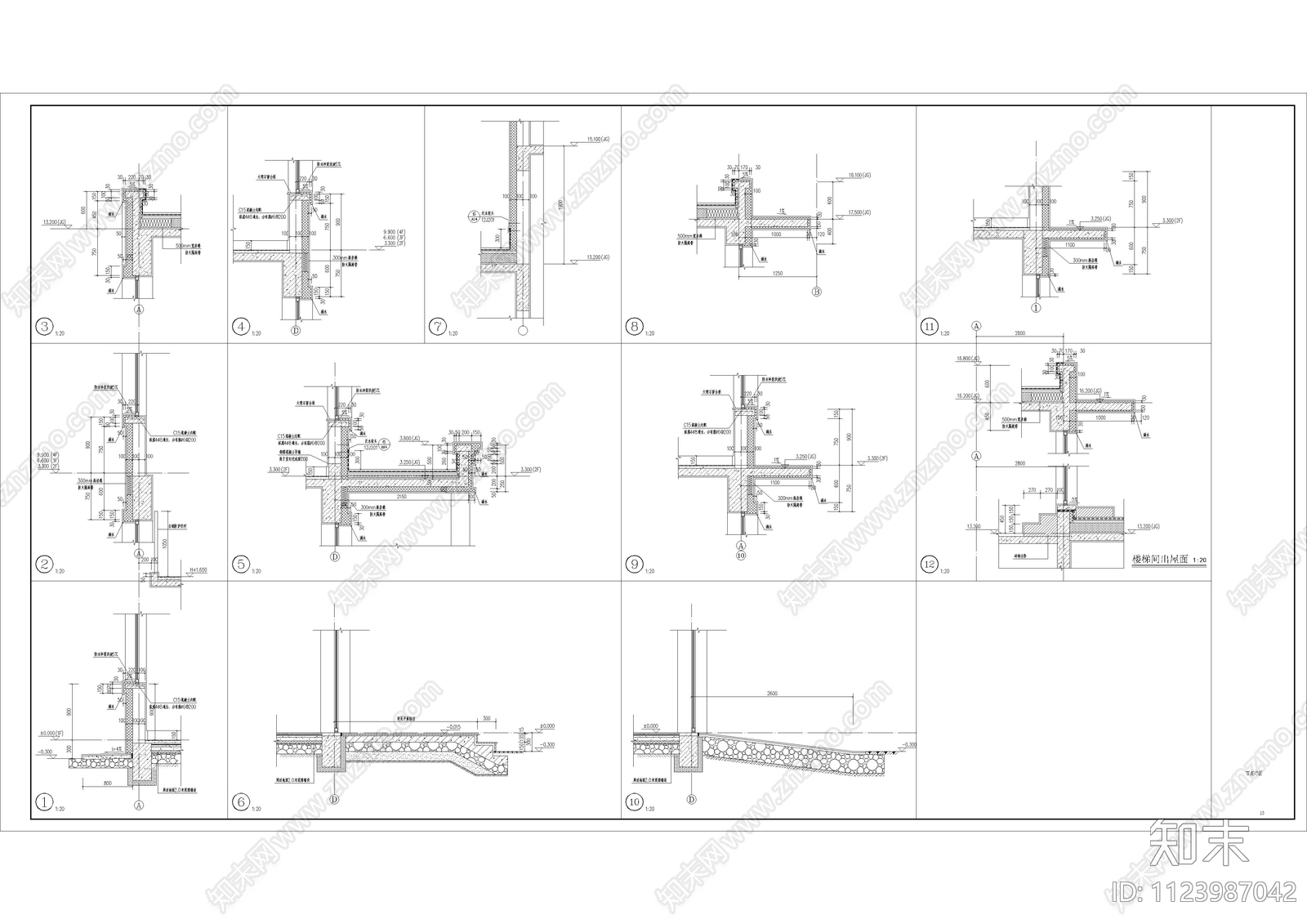 四层办公楼建筑施工图cad施工图下载【ID:1123987042】