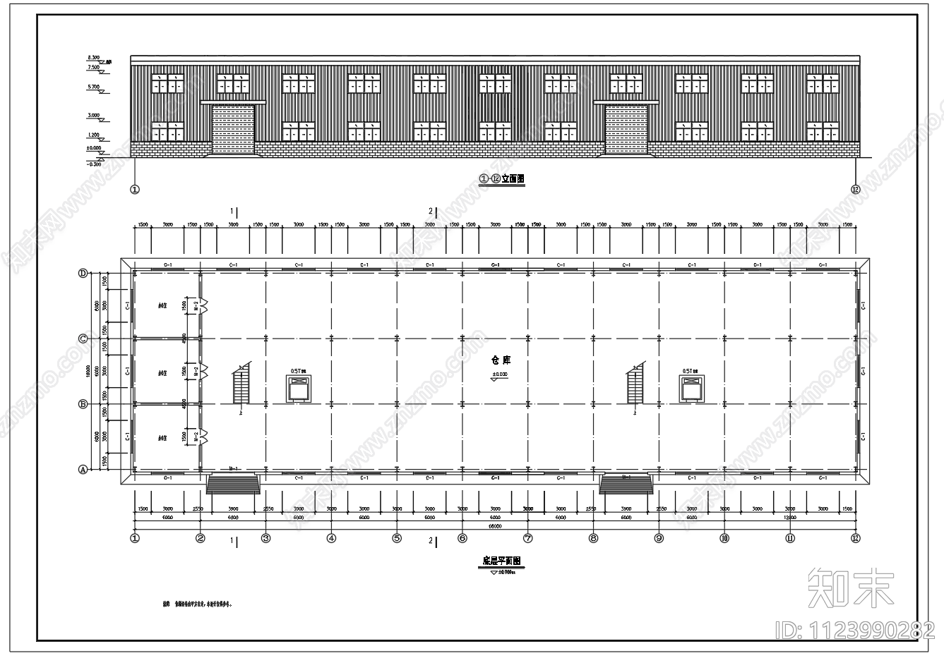 18跨二层轻钢结构厂房建筑结构设计图施工图下载【ID:1123990282】