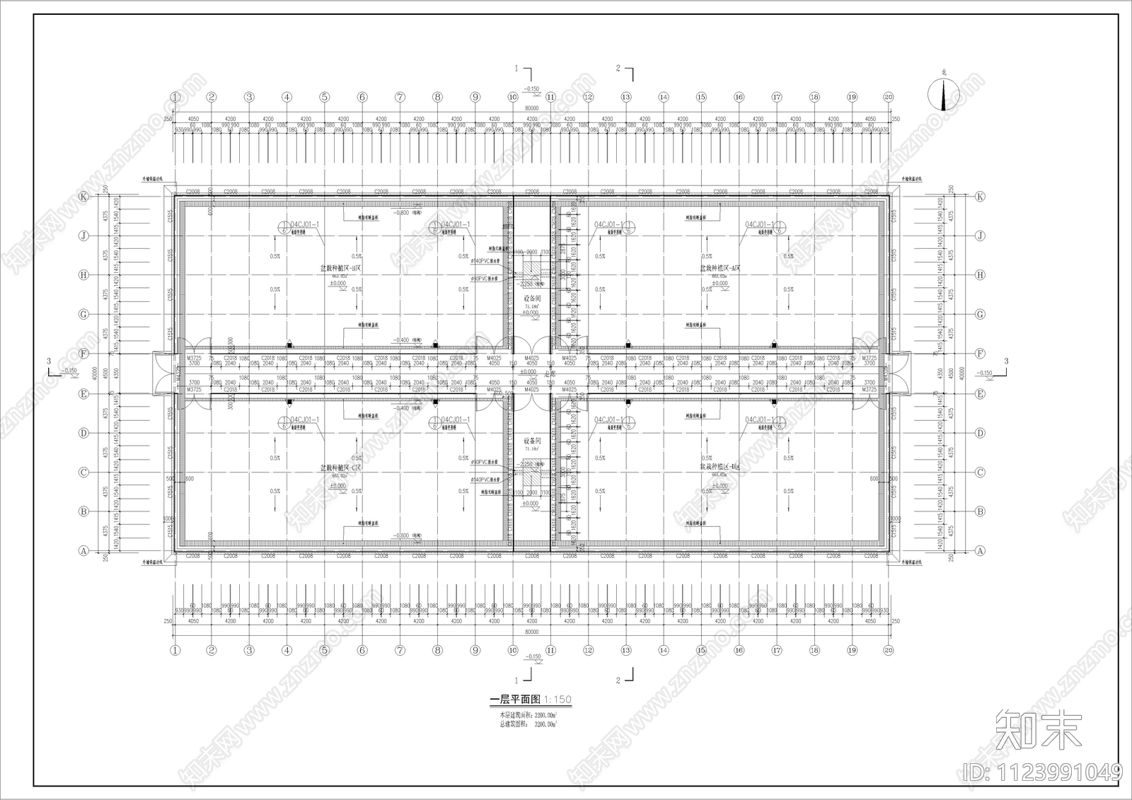 智能大棚建筑结构水暖电施工图cad施工图下载【ID:1123991049】