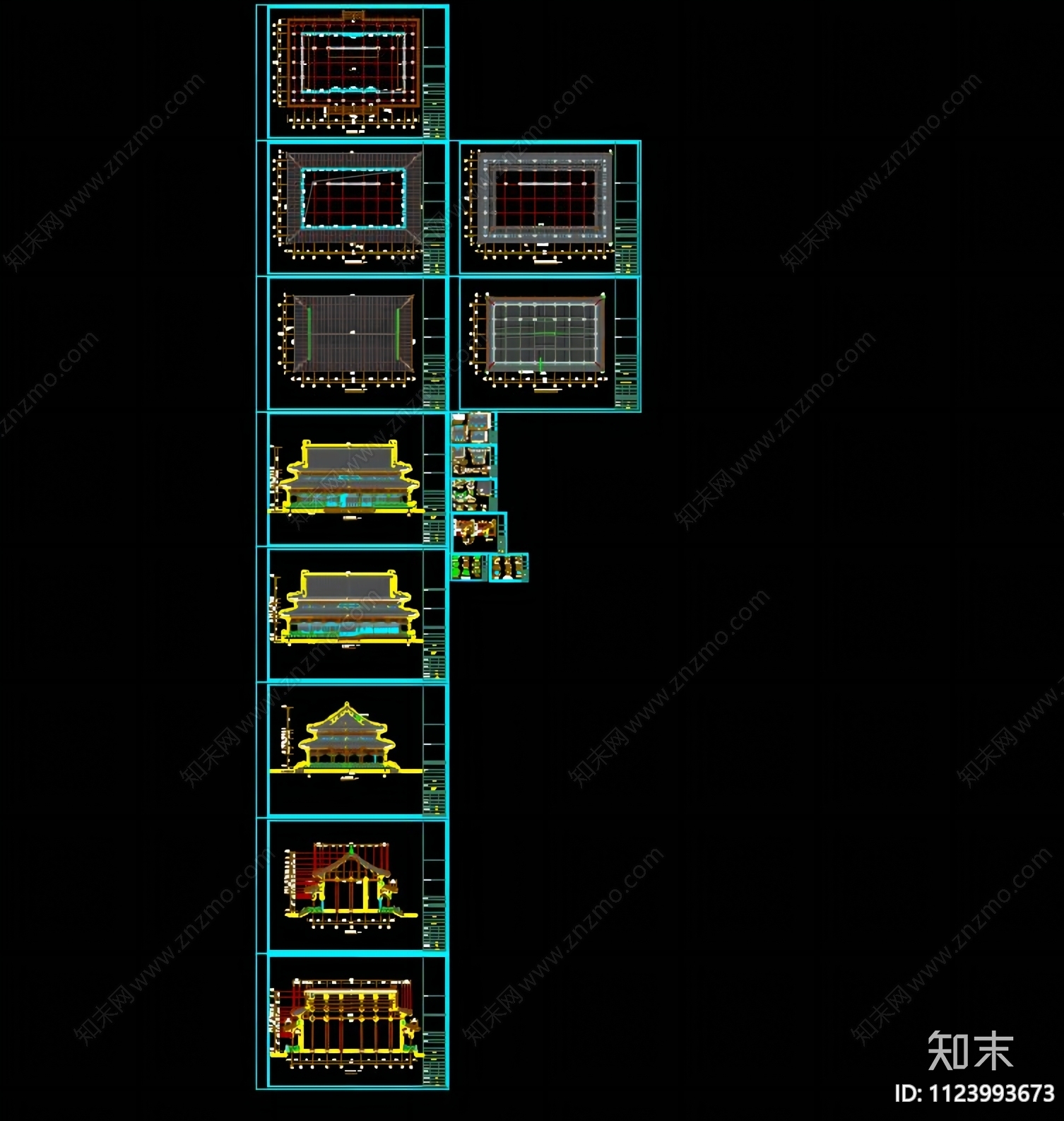 寺庙大雄宝殿cad施工图下载【ID:1123993673】